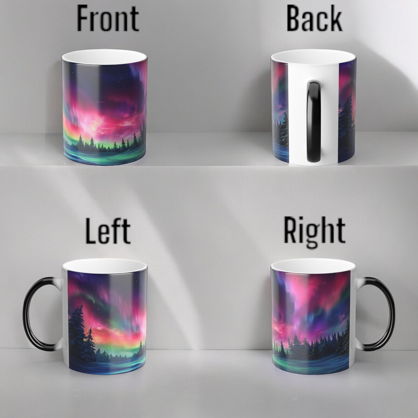 Bezaubernde wärmeempfindliche Tasse „Aurora Borealis“ – Tasse mit magischer Farbveränderung der Nordlichter, 325 ml – hitzereaktive Nachthimmel-Kaffeetasse – perfektes Geschenk für Naturliebhaber