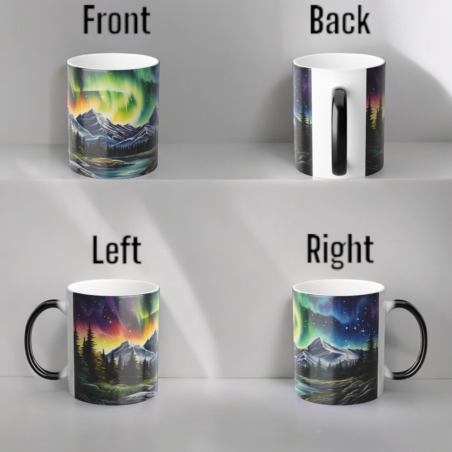 Fortryllende Aurora Borealis varmefølsomt krus - Northern Lights Magic Color Morphing-krus 11 oz - Heat Reactive Night Sky Coffee Cup - Perfekt gave til naturelskere