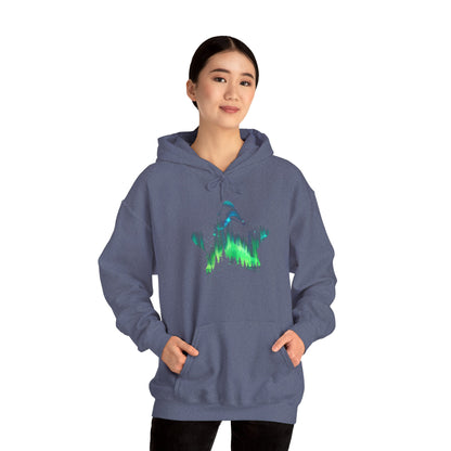 Aurora Borealis Unisex Heavy Blend™ Hooded Sweatshirt - Northern Lights Arctic Magical Night Starry Sky Forest Tree Nature Adventure - Autumn Fall T-shirt - Aurora Gift