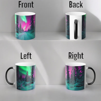 Bezaubernde wärmeempfindliche Tasse „Aurora Borealis“ – Tasse mit magischer Farbveränderung der Nordlichter, 325 ml – hitzereaktive Nachthimmel-Kaffeetasse – perfektes Geschenk für Naturliebhaber