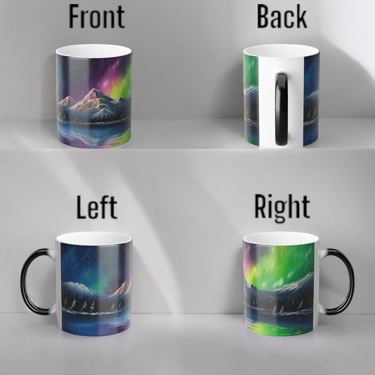 Fortryllende Aurora Borealis varmefølsomt krus - Northern Lights Magic Color Morphing-krus 11 oz - Heat Reactive Night Sky Coffee Cup - Perfekt gave til naturelskere