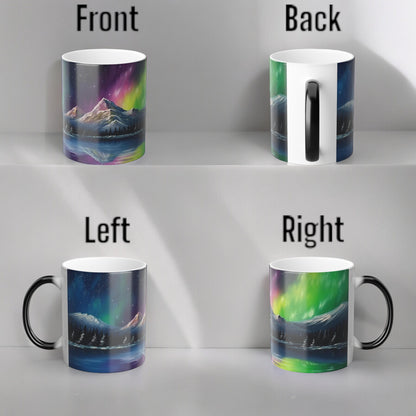 Bezaubernde wärmeempfindliche Tasse „Aurora Borealis“ – Tasse mit magischer Farbveränderung der Nordlichter, 325 ml – hitzereaktive Nachthimmel-Kaffeetasse – perfektes Geschenk für Naturliebhaber