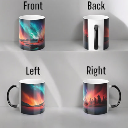 Tazza sensibile al calore dell'incantevole Aurora Boreale - Tazza Morphing dei colori magici dell'aurora boreale 11 once - Tazza da caffè con cielo notturno reattiva al calore - Regalo perfetto per gli amanti della natura