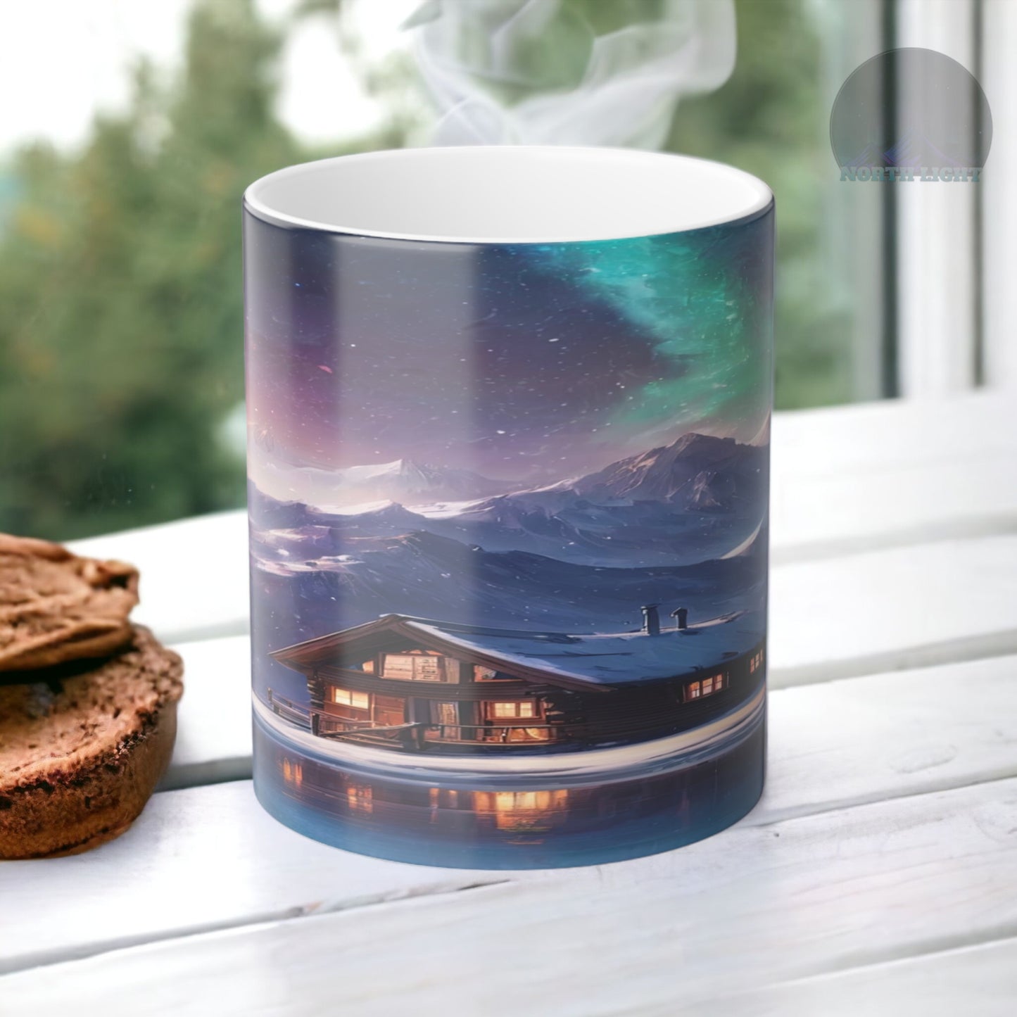 Lumoava Aurora Borealis Heat Sensitive Muki - Northern Lights Magic Color Morphing Muki 11 unssia - Heat Reactive Night Sky Coffee Cup - Täydellinen lahja luonnon ystäville