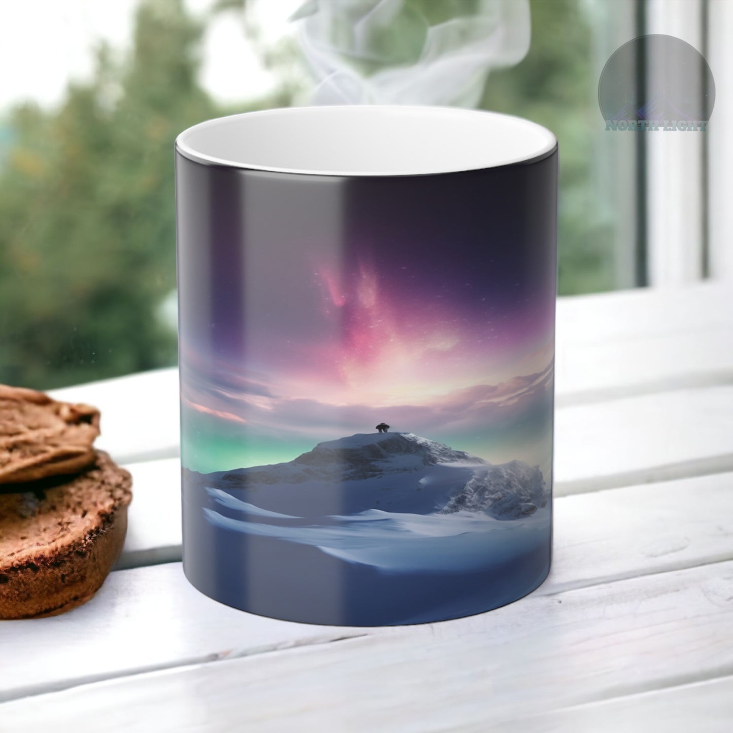 Tasse sensible à la chaleur Aurore boréale enchanteresse - Tasse de morphing de couleur magique des aurores boréales 11 oz - Tasse à café ciel nocturne réactive à la chaleur - Cadeau parfait pour les amoureux de la nature