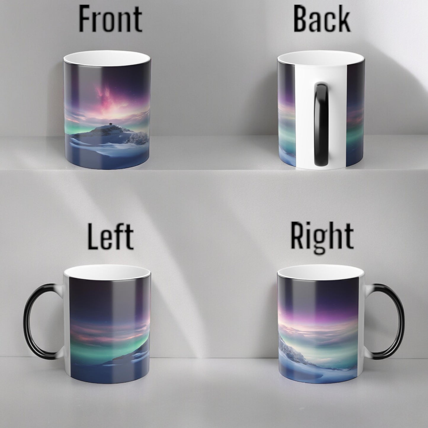 Bezaubernde wärmeempfindliche Tasse „Aurora Borealis“ – Tasse mit magischer Farbveränderung der Nordlichter, 325 ml – hitzereaktive Nachthimmel-Kaffeetasse – perfektes Geschenk für Naturliebhaber