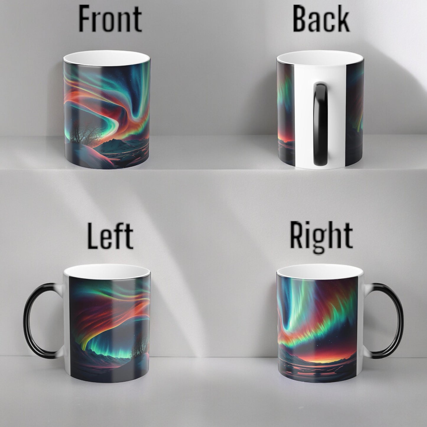 Fortryllende Aurora Borealis varmefølsomt krus - Northern Lights Magic Color Morphing-krus 11 oz - Heat Reactive Night Sky Coffee Cup - Perfekt gave til naturelskere