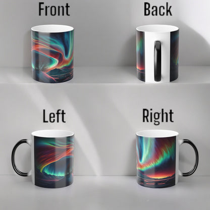 Bezaubernde wärmeempfindliche Tasse „Aurora Borealis“ – Tasse mit magischer Farbveränderung der Nordlichter, 325 ml – hitzereaktive Nachthimmel-Kaffeetasse – perfektes Geschenk für Naturliebhaber