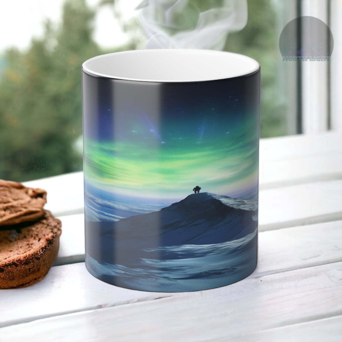 Lumoava Aurora Borealis Heat Sensitive Muki - Northern Lights Magic Color Morphing Muki 11 unssia - Heat Reactive Night Sky Coffee Cup - Täydellinen lahja luonnon ystäville