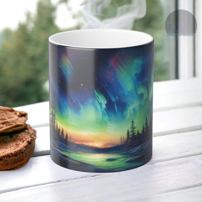 Förtrollande Aurora Borealis värmekänslig mugg - Northern Lights Magic Color Morphing Mugg 11oz - Värmereaktiv natthimmel kaffekopp - perfekt present till naturälskare