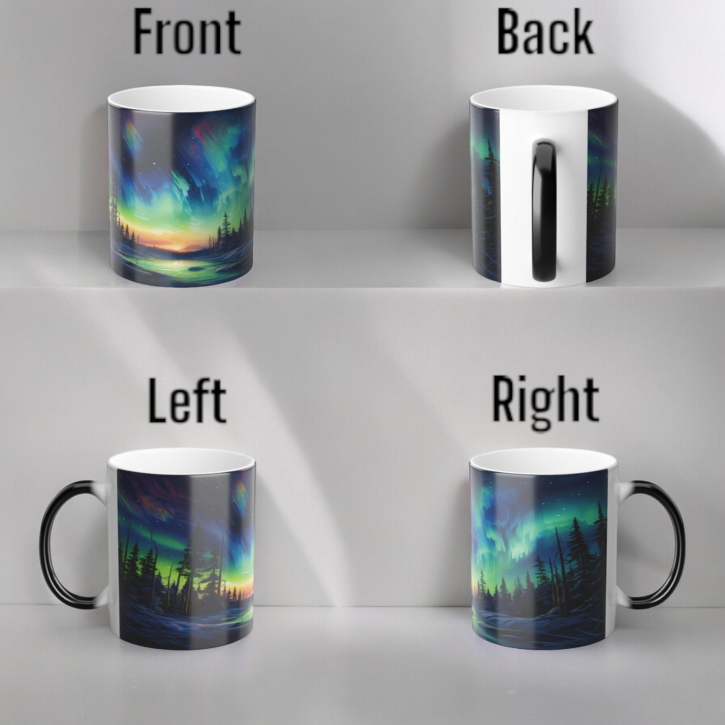 Bezaubernde wärmeempfindliche Tasse „Aurora Borealis“ – Tasse mit magischer Farbveränderung der Nordlichter, 325 ml – hitzereaktive Nachthimmel-Kaffeetasse – perfektes Geschenk für Naturliebhaber