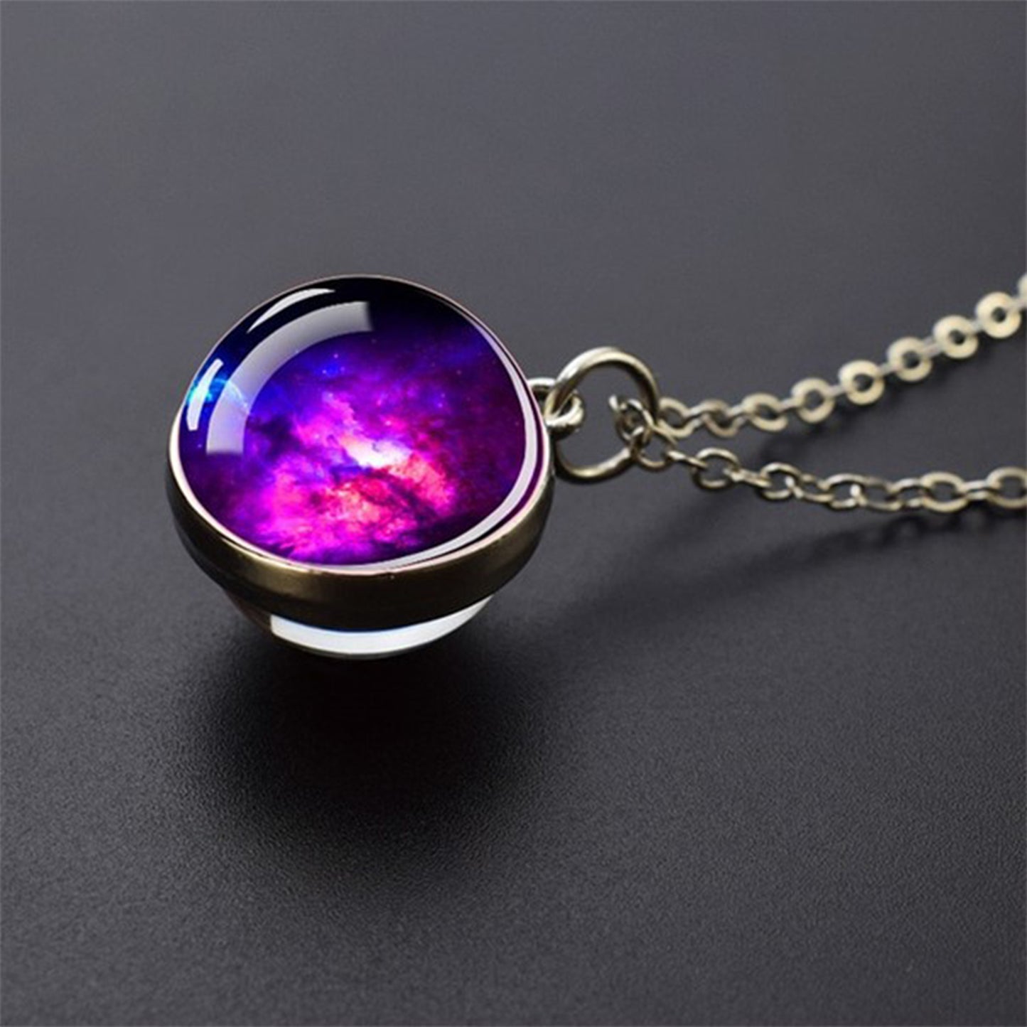 Unique Galaxy Nebula Silver Necklace - Universe Jewelry - Double Side Glass Ball Pendent Necklace - Perfect Astronomy Lovers Gift 4