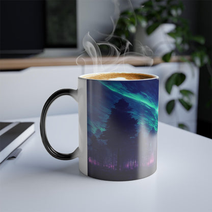 Enchanting Aurora Borealis Heat Sensitive Mug - Northern Lights Magic Color Morphing Mug 11oz - Heat Reactive Night Sky Coffee Cup - Perfect Gift for Nature Lovers 25