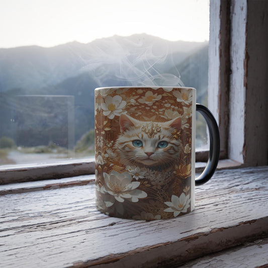 Tasse sensible à la chaleur pour chaton enchanteur - Belle tasse de morphing magique pour animaux de compagnie 11 oz - Tasse à café et à thé - Cadeau parfait pour les amoureux des animaux de compagnie 8 