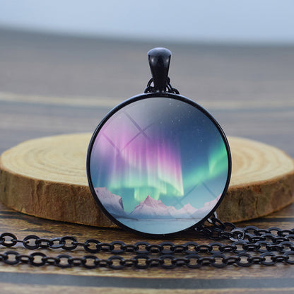 Unique Aurora Borealis Black Necklace - Northern Light Jewelry - Glass Dome Pendent Necklace - Perfect Aurora Lovers Gift 30