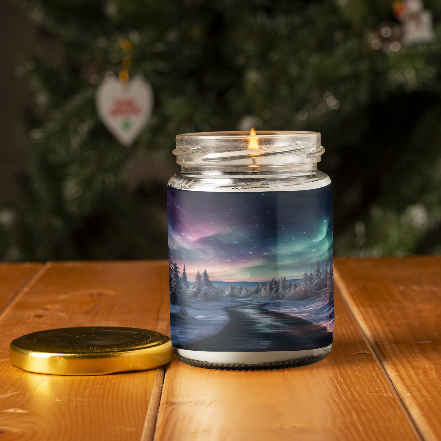 Aurora Borealis Scented Candle | 8oz Candle Jar | Lotus & Green Tea & Lavender Scents | Northern Light Souvenir | Night Sky Charm | Amazing Soft Scents | Perfect Aurora Lovers Gift