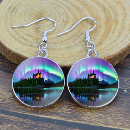 Unique Aurora Borealis Drop Earrings - Northern Lights Jewelry - Glass Cabochon Dangle Earrings - Perfect Aurora Lovers Gift 29