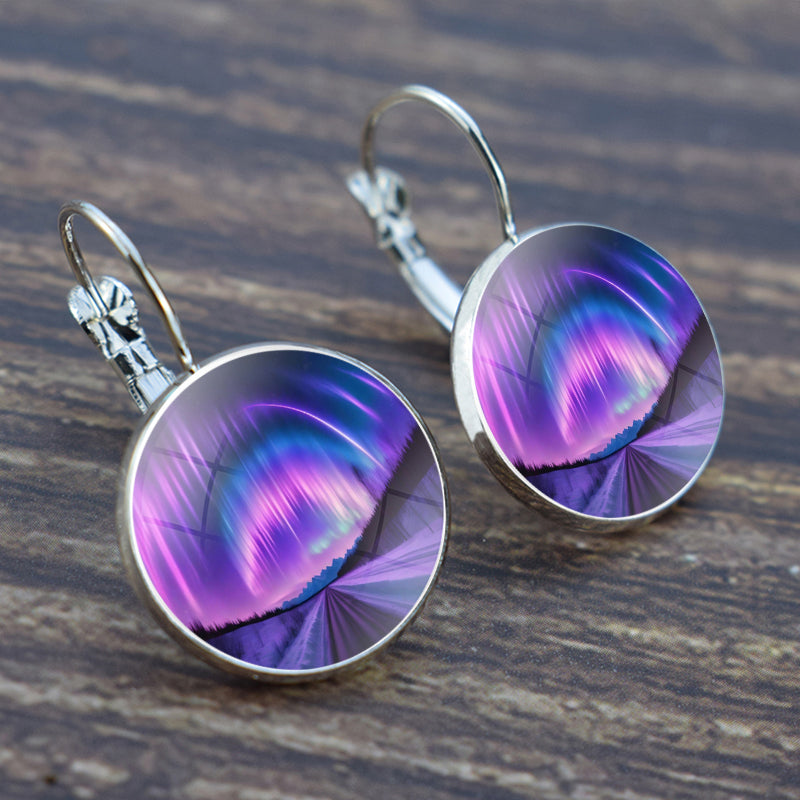 Unique Aurora Borealis Hook Earrings - Northern Lights Jewelry - Glass Cabochon Drop Earrings - Perfect Aurora Lovers Gift 27