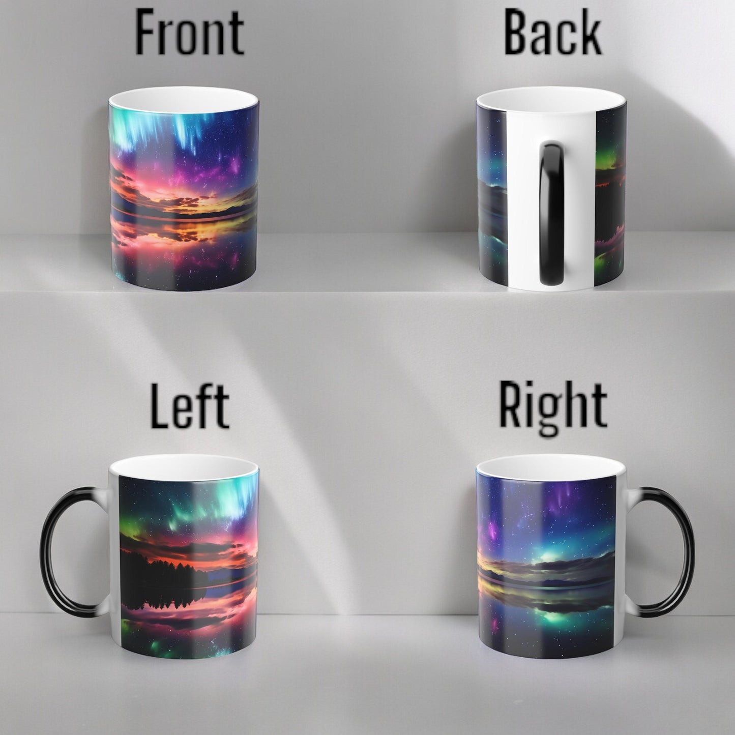 Bezaubernde wärmeempfindliche Tasse „Aurora Borealis“ – Tasse mit magischer Farbveränderung der Nordlichter, 325 ml – hitzereaktive Nachthimmel-Kaffeetasse – perfektes Geschenk für Naturliebhaber