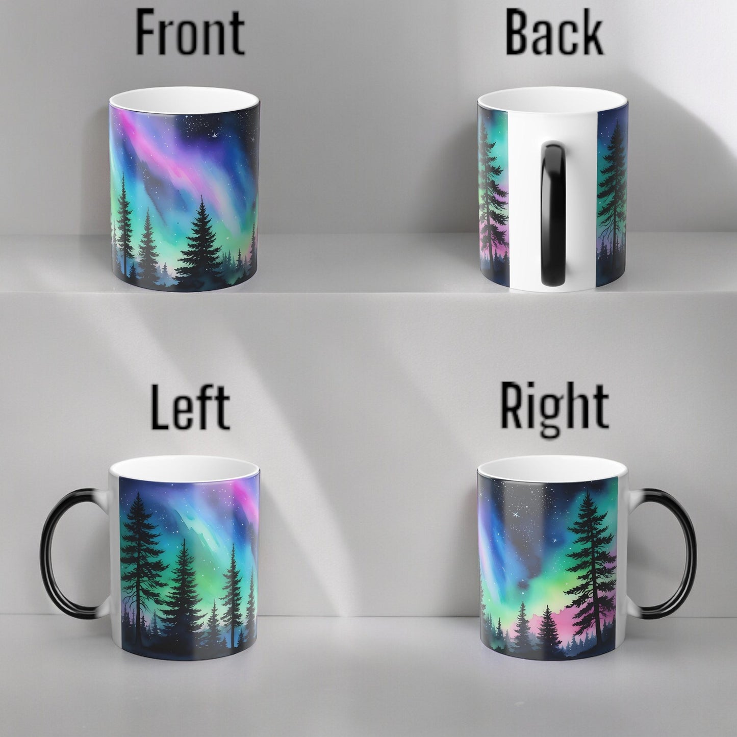 Enchanting Aurora Borealis Taza sensible al calor - Northern Lights Magic Color Morphing Mug 11oz - Taza de café reactiva al calor Night Sky - Regalo perfecto para los amantes de la naturaleza