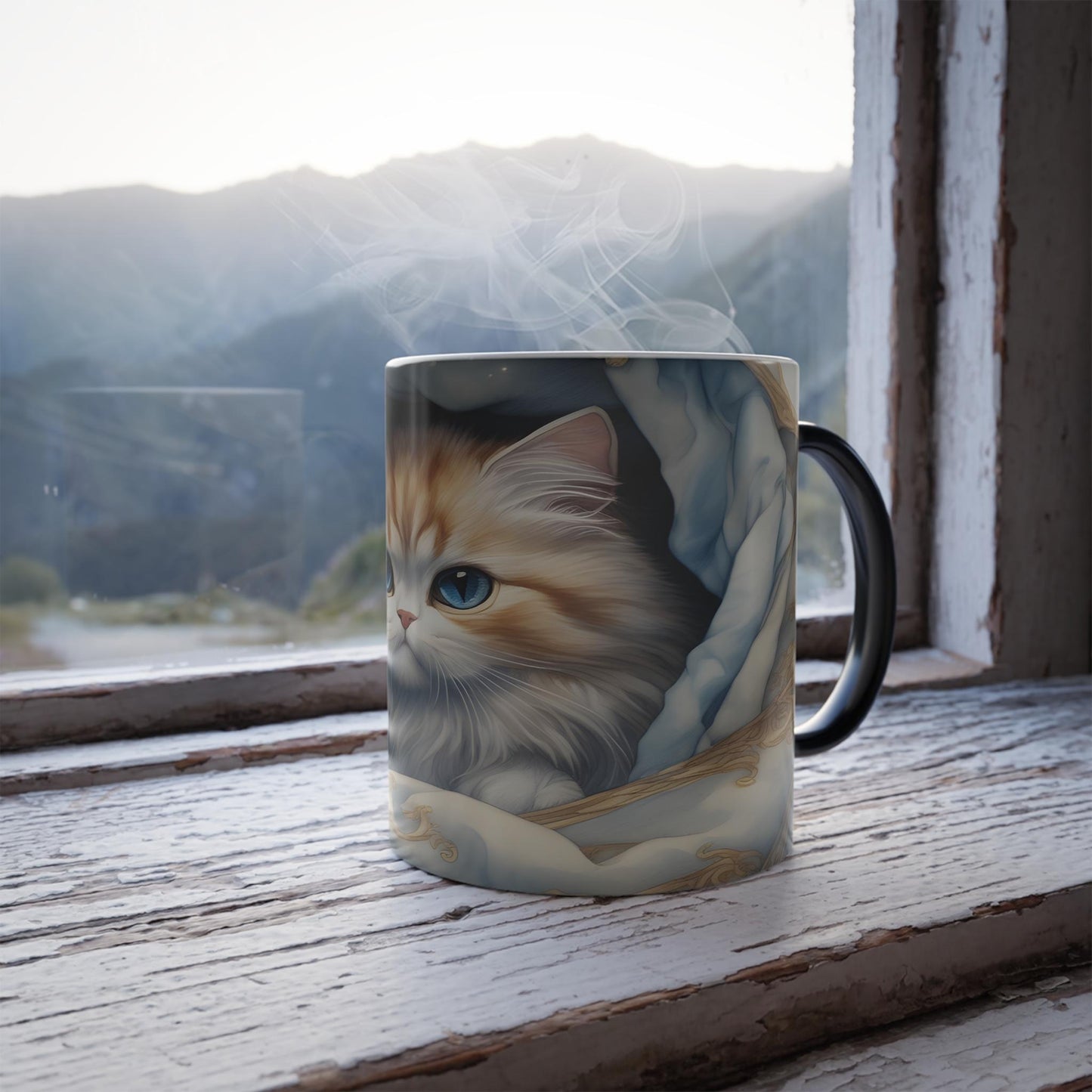 Enchanting Cat Kitten Heat Sensitive Mug - Lovely Pet Magic Morphing Mug 11oz - Coffee Tea Cup - Perfect Gift for Pet Lovers 12