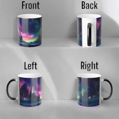 Bezaubernde wärmeempfindliche Tasse „Aurora Borealis“ – Tasse mit magischer Farbveränderung der Nordlichter, 325 ml – hitzereaktive Nachthimmel-Kaffeetasse – perfektes Geschenk für Naturliebhaber