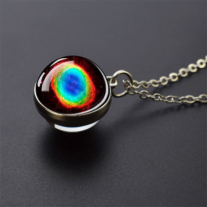 Unique Galaxy Nebula Silver Necklace - Universe Jewelry - Double Side Glass Ball Pendent Necklace - Perfect Astronomy Lovers Gift 3