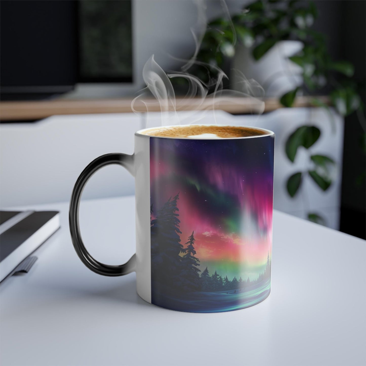 Enchanting Aurora Borealis Heat Sensitive Mug - Northern Lights Magic Color Morphing Mug 11oz - Heat Reactive Night Sky Coffee Cup - Perfect Gift for Nature Lovers 14