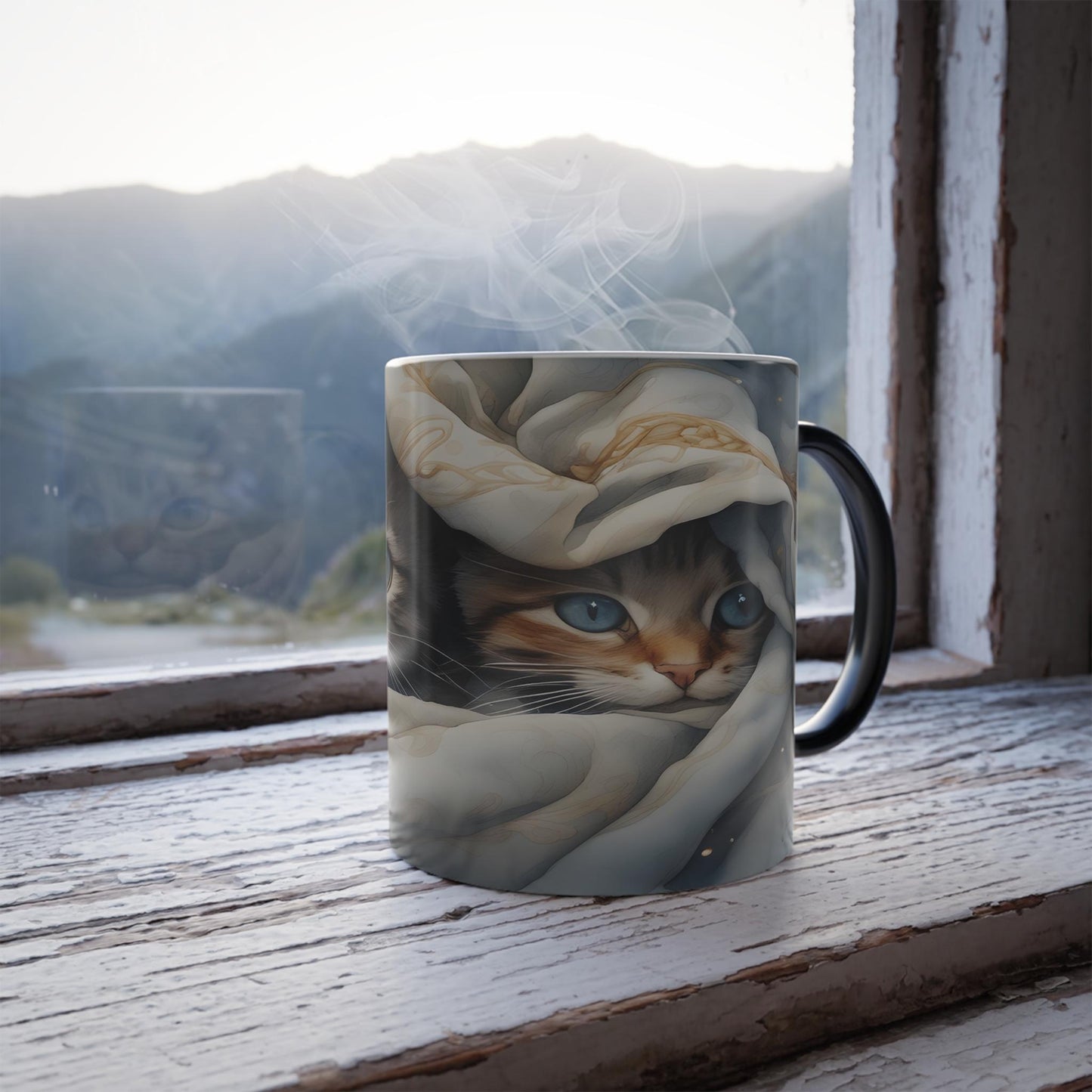 Enchanting Cat Kitten Heat Sensitive Mug - Lovely Pet Magic Morphing Mug 11oz - Coffee Tea Cup - Perfect Gift for Pet Lovers 12