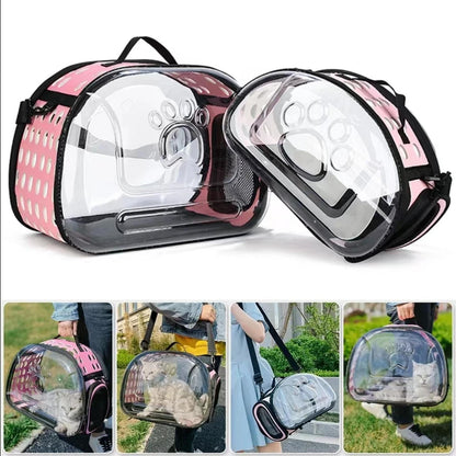 Purrfectly Portable Pet Shoulder Bag for Stylish Outdoor Adventures - A Transparent Capsule of Comfort and Breathability - Puppy & Kitten Handbag