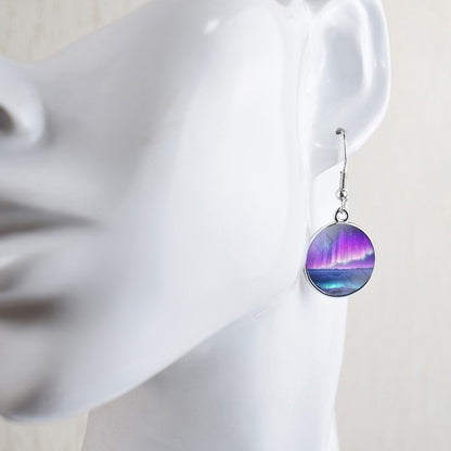 Lichtgevende Aurora Borealis Drop Oorbellen - Noorderlicht Sieraden - Unieke Glazen Cabochon Dangle Oorbellen - Perfect Aurora Lovers Gift