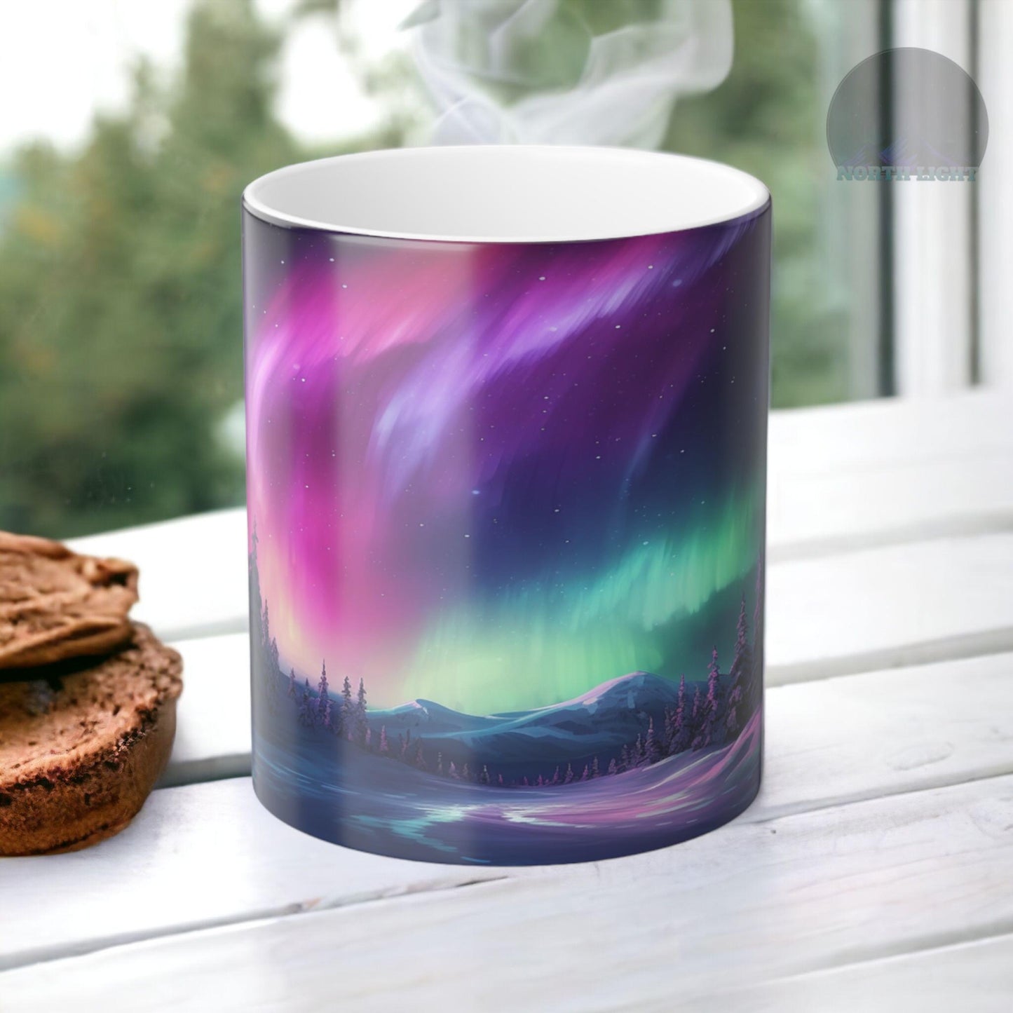 Enchanting Aurora Borealis karstumjutīga krūze - Northern Lights Magic Color Morphing krūze 11 unces - Heat Reactive Night Sky kafijas tase - lieliska dāvana dabas mīļotājiem