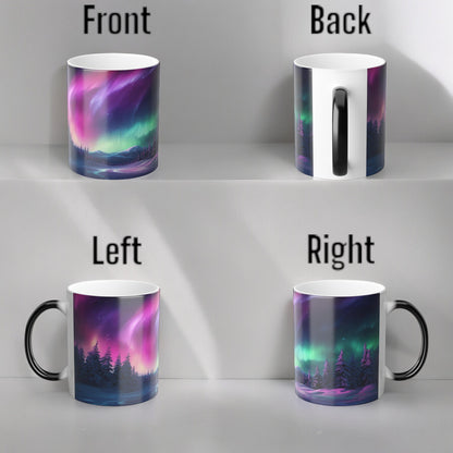 Enchanting Aurora Borealis Heat Sensitive Mug - Northern Lights Magic Color Morphing Mug 11oz - Heat Reactive Night Sky Coffee Cup - Perfect Gift for Nature Lovers 8