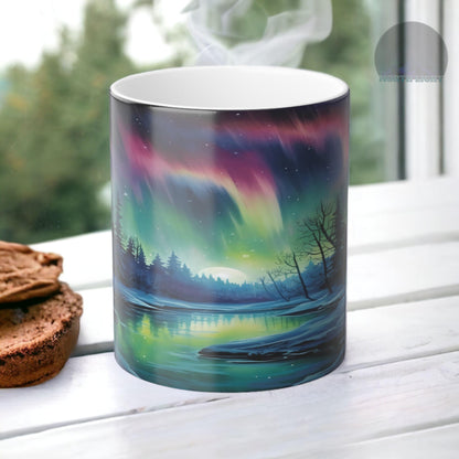 Tazza sensibile al calore dell'incantevole Aurora Boreale - Tazza Morphing dei colori magici dell'aurora boreale 11 once - Tazza da caffè con cielo notturno reattiva al calore - Regalo perfetto per gli amanti della natura