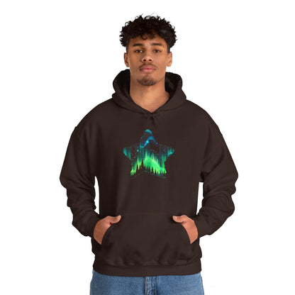 Aurora Borealis Unisex Heavy Blend™ Hooded Sweatshirt - Northern Lights Arctic Magical Night Starry Sky Forest Tree Nature Adventure - Autumn Fall T-shirt - Aurora Gift