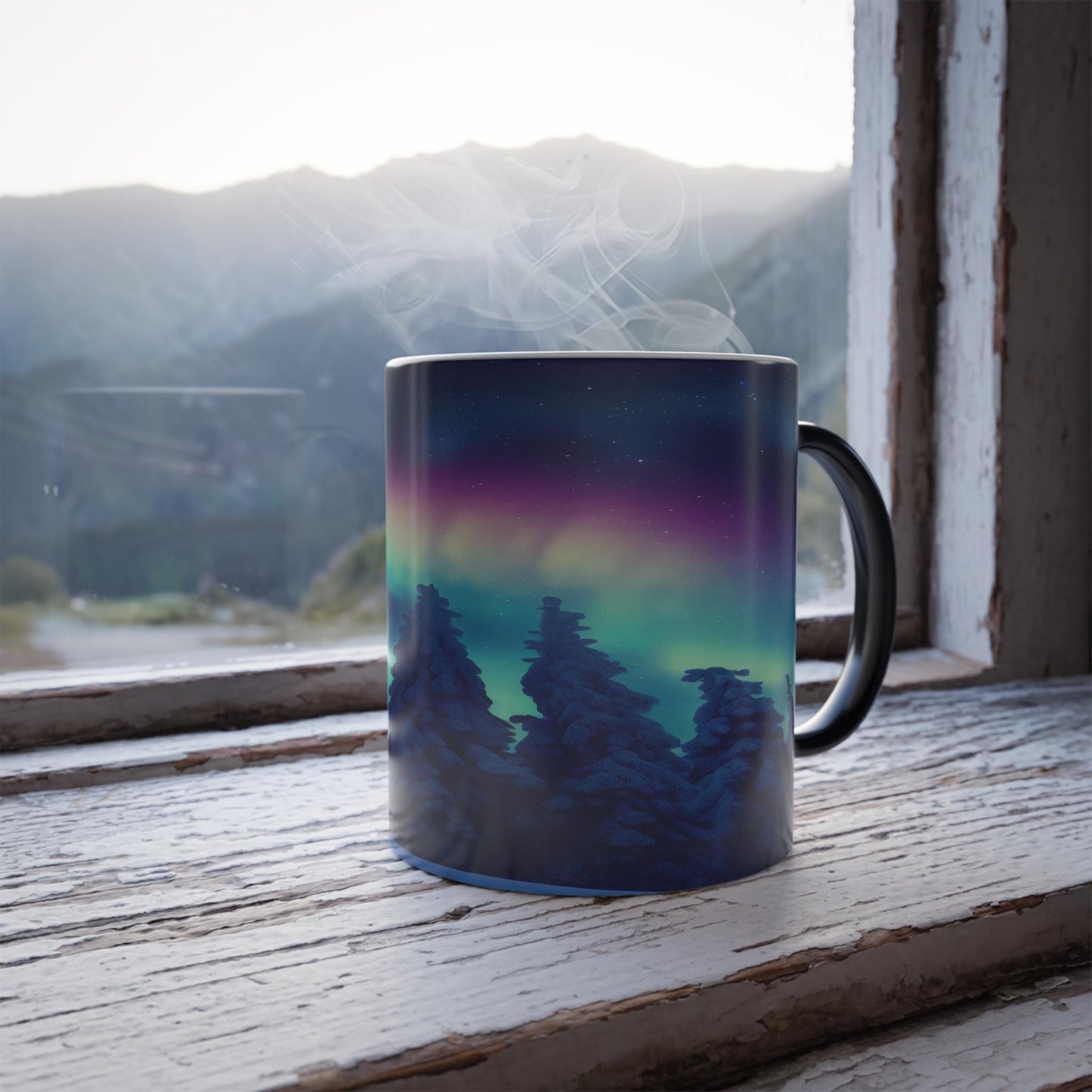 Enchanting Aurora Borealis Heat Sensitive Mug - Northern Lights Magic Color Morphing Mug 11oz - Heat Reactive Night Sky Coffee Cup - Perfect Gift for Nature Lovers 26