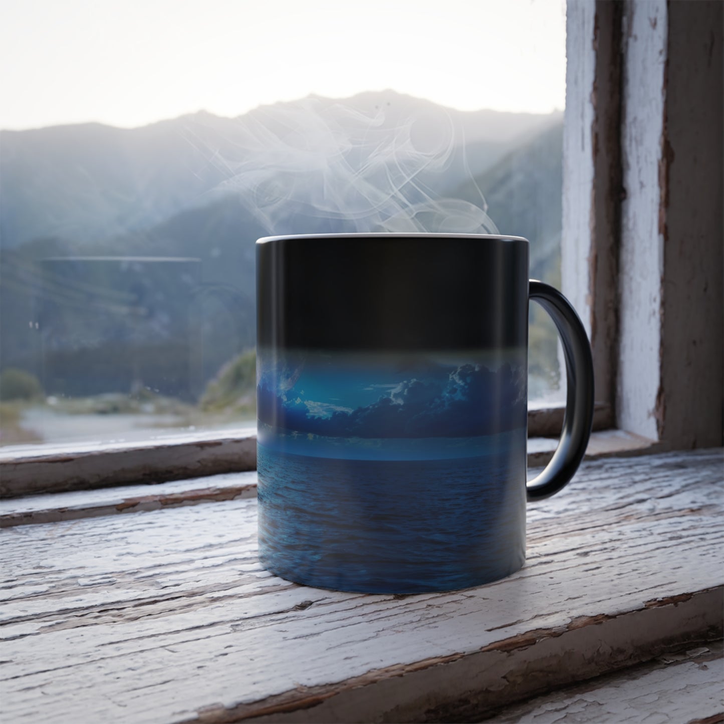 Unveil the Moon: Heat-Sensitive & Scenic Mugs - Pink Purple Blue  Moon Dreams Coffee Mugs