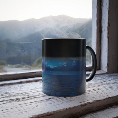 Unveil the Moon: Heat-Sensitive & Scenic Mugs - Pink Purple Blue  Moon Dreams Coffee Mugs