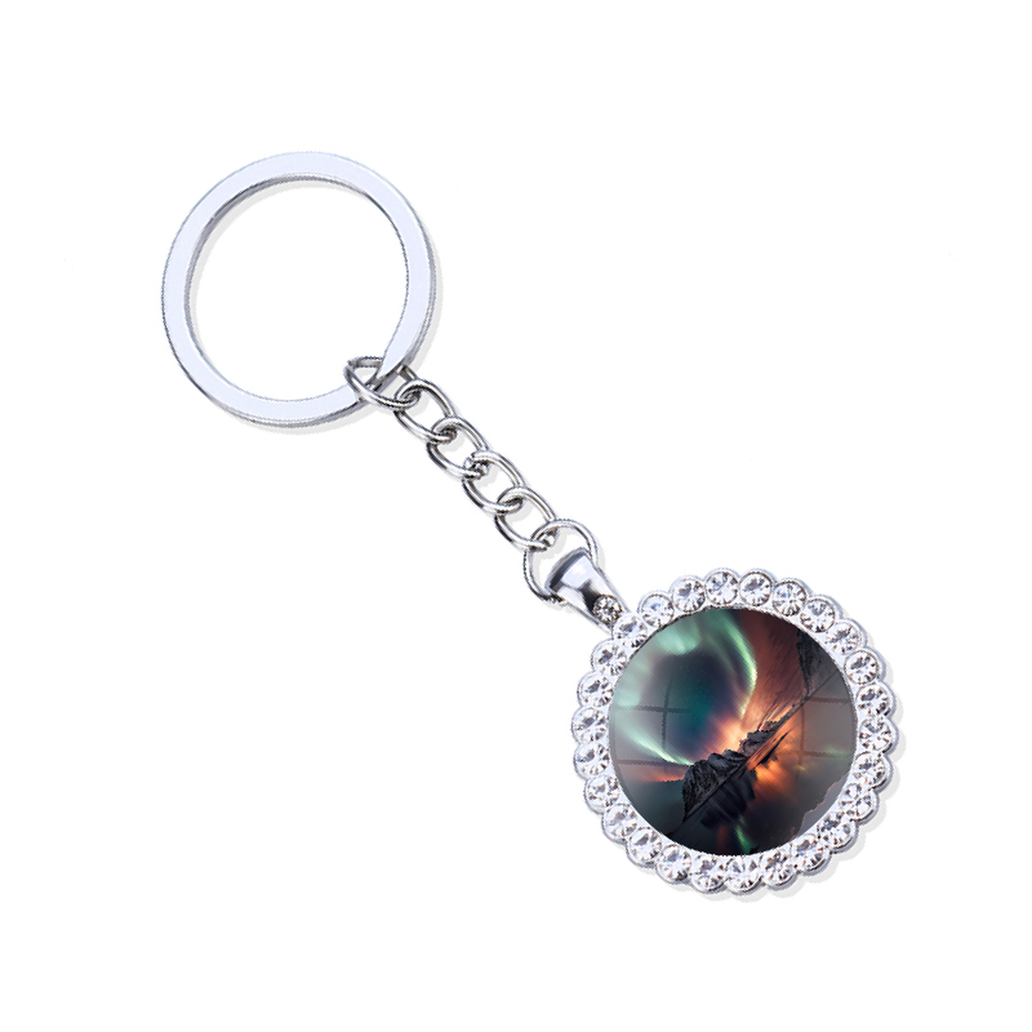 Aurora Borealis Silver Keyring - Northern Light Jewelry - Rhinestones Glass Key Chain - Perfect Aurora Lovers Gift 16