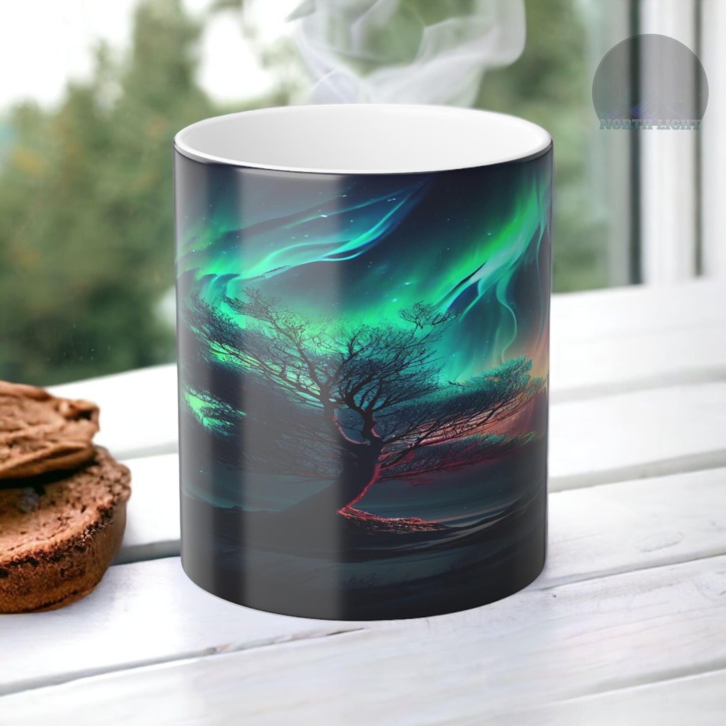 Förtrollande Aurora Borealis värmekänslig mugg - Northern Lights Magic Color Morphing Mugg 11oz - Värmereaktiv natthimmel kaffekopp - perfekt present till naturälskare