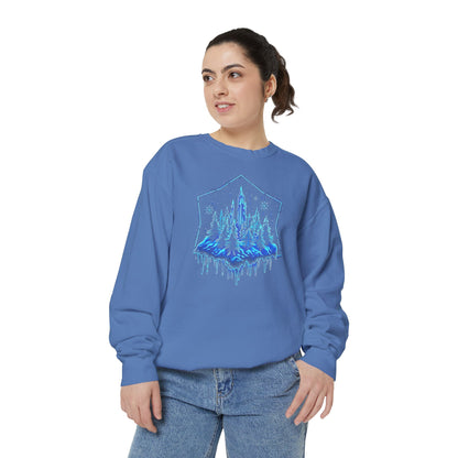 Snowflake Winter Snow Unisex Garment-Dyed Sweatshirt - Magical Night Starry Sky Nature Adventure Holiday - Autumn Fall T-shirt - Nature Gift