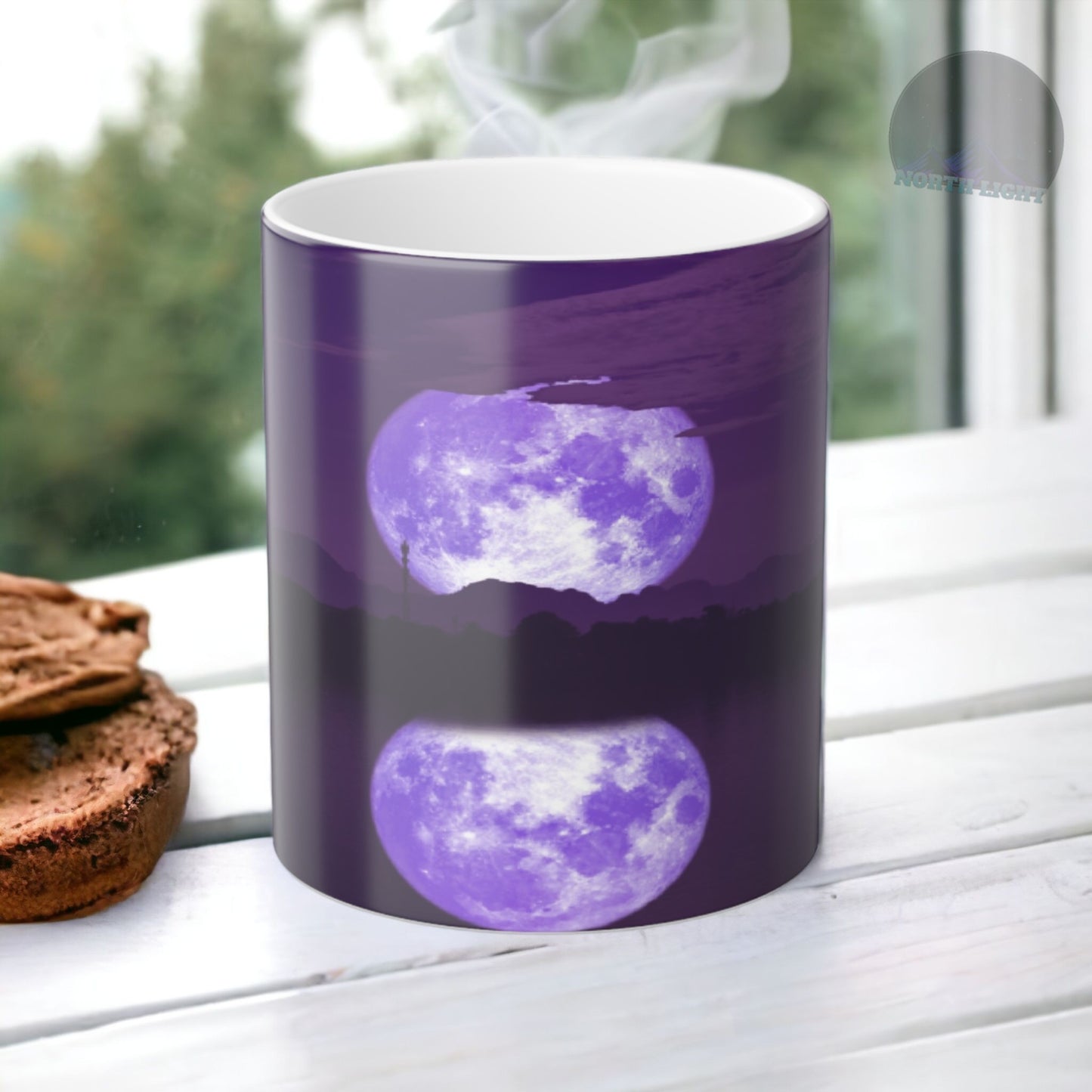 Unveil the Moon: Heat-Sensitive & Scenic Mugs - Pink Purple Blue  Moon Dreams Coffee Mugs
