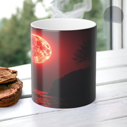 Color Morphing Moonlit Ocean Mug | Gift for Coffee Tea Moon Lovers, Unique Color Change Mug, Nighttime Scene