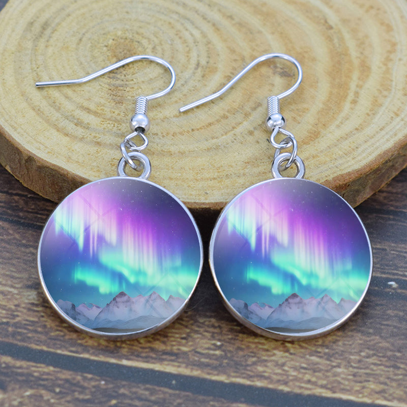 Unique Aurora Borealis Drop Earrings - Northern Lights Jewelry - Glass Cabochon Dangle Earrings - Perfect Aurora Lovers Gift 30