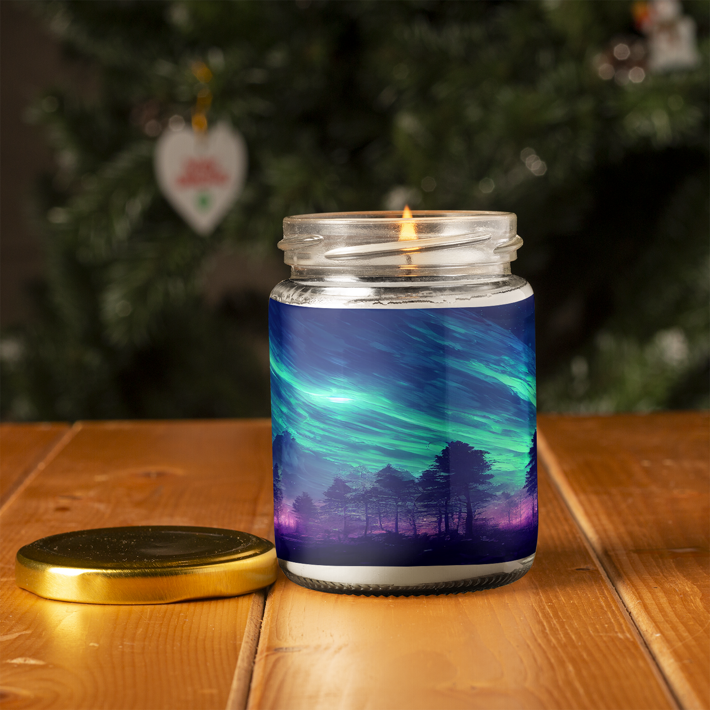 Aurora Borealis Scented Candle | 8oz Candle Jar | Lotus & Green Tea & Lavender Scents | Northern Light Souvenir | Night Sky Charm | Amazing Soft Scents | Perfect Aurora Lovers Gift