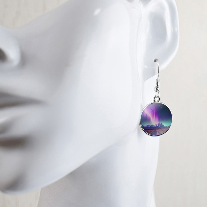 Unique Aurora Borealis Drop Earrings - Northern Lights Jewelry - Glass Cabochon Dangle Earrings - Perfect Aurora Lovers Gift 27
