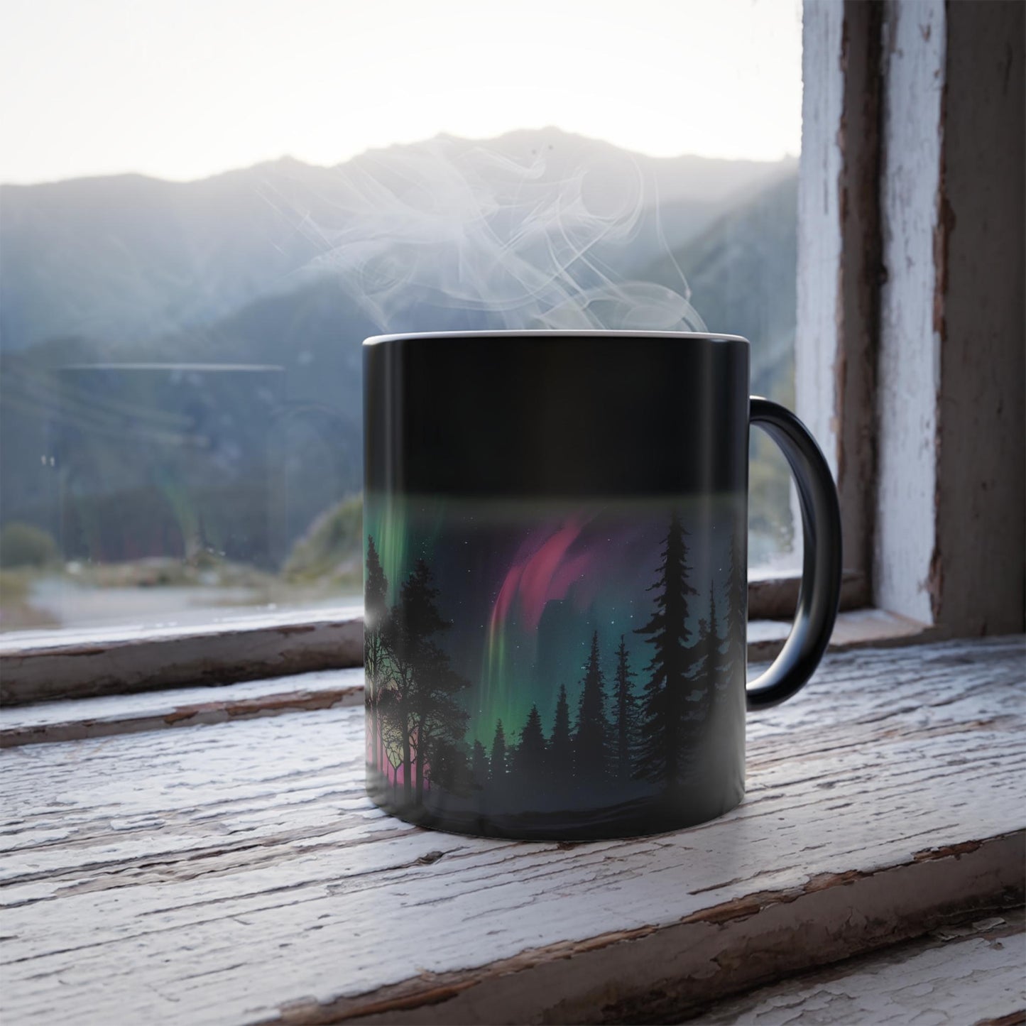 Enchanting Aurora Borealis Heat Sensitive Mug - Northern Lights Magic Color Morphing Mug 11oz - Heat Reactive Night Sky Coffee Cup - Perfect Gift for Nature Lovers 17