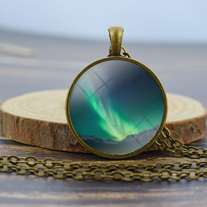 Unique Aurora Borealis Bronze Necklace - Northern Light Jewelry - Glass Dome Pendent Necklace - Perfect Aurora Lovers Gift 32