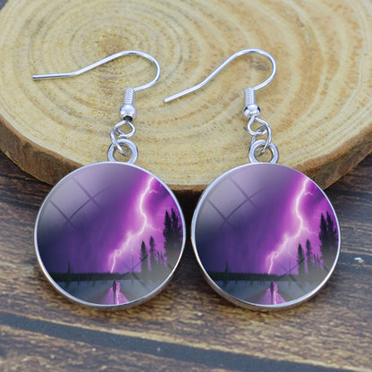 Unique Aurora Borealis Drop Earrings - Northern Lights Jewelry - Glass Cabochon Dangle Earrings - Perfect Aurora Lovers Gift 26