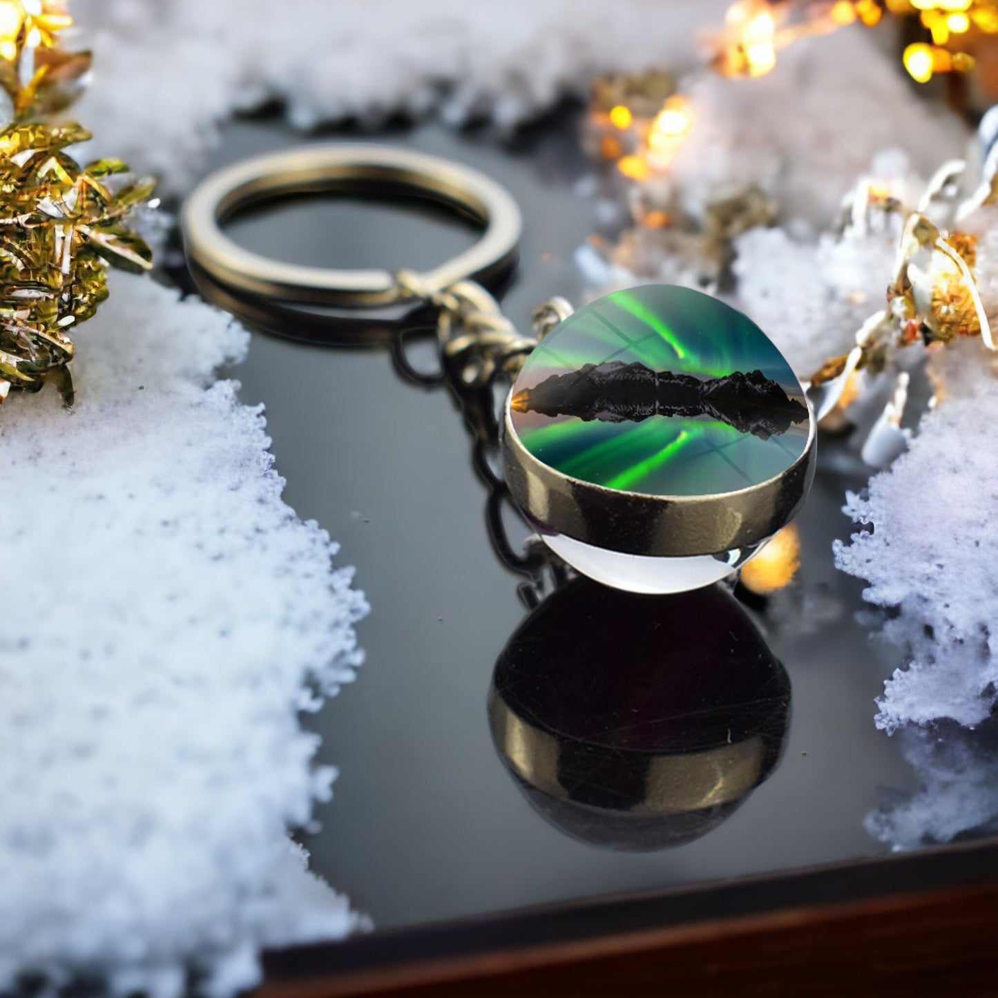 Unique Aurora Borealis Keyring - Northern Light Jewelry - Double Side Glass Ball Key Chain - Perfect Aurora Lovers Gift 24